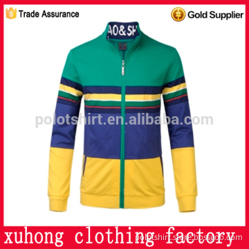 Custom colorful stripe knitted thick fleece pullover hoodies zipper